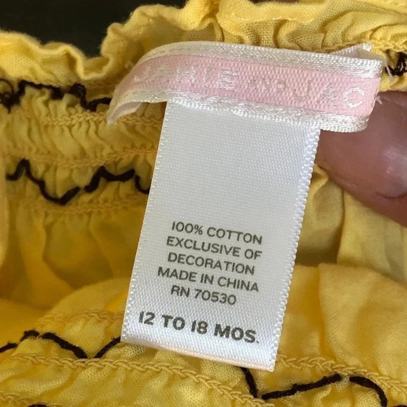 Janie And Jack Yellow Brown Dots Smocked Tie Tank Top Girls Size 12-18 Months - Picture 5 of 6